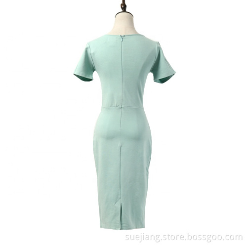 knitted office lady wear summer dresses short sleeves
